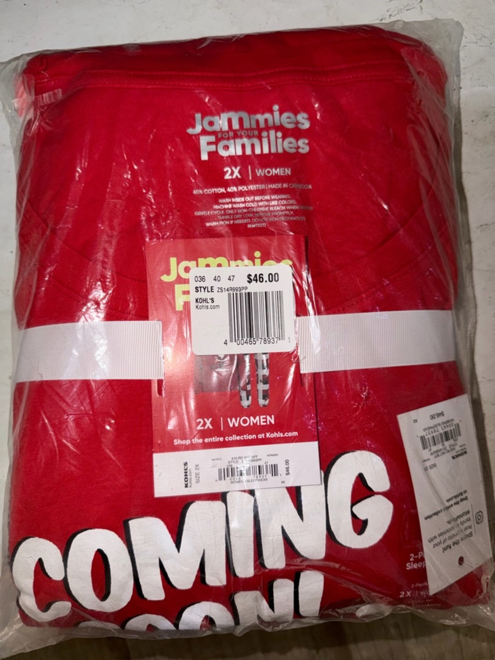Jammies for Your Families Red Women's 2X Pajama Set